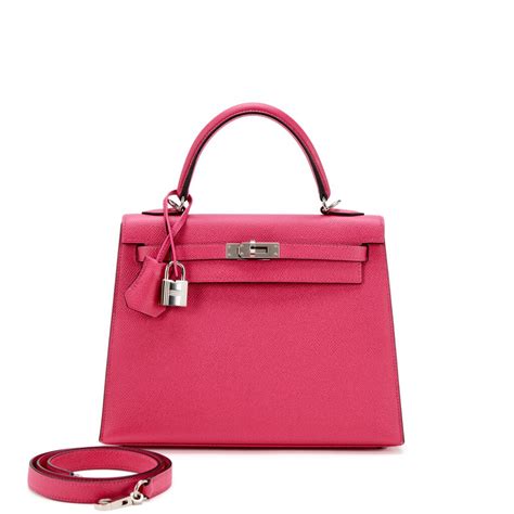 Hermes Kelly Sellier 25 Rose Mexico Epsom Palladium Hardware